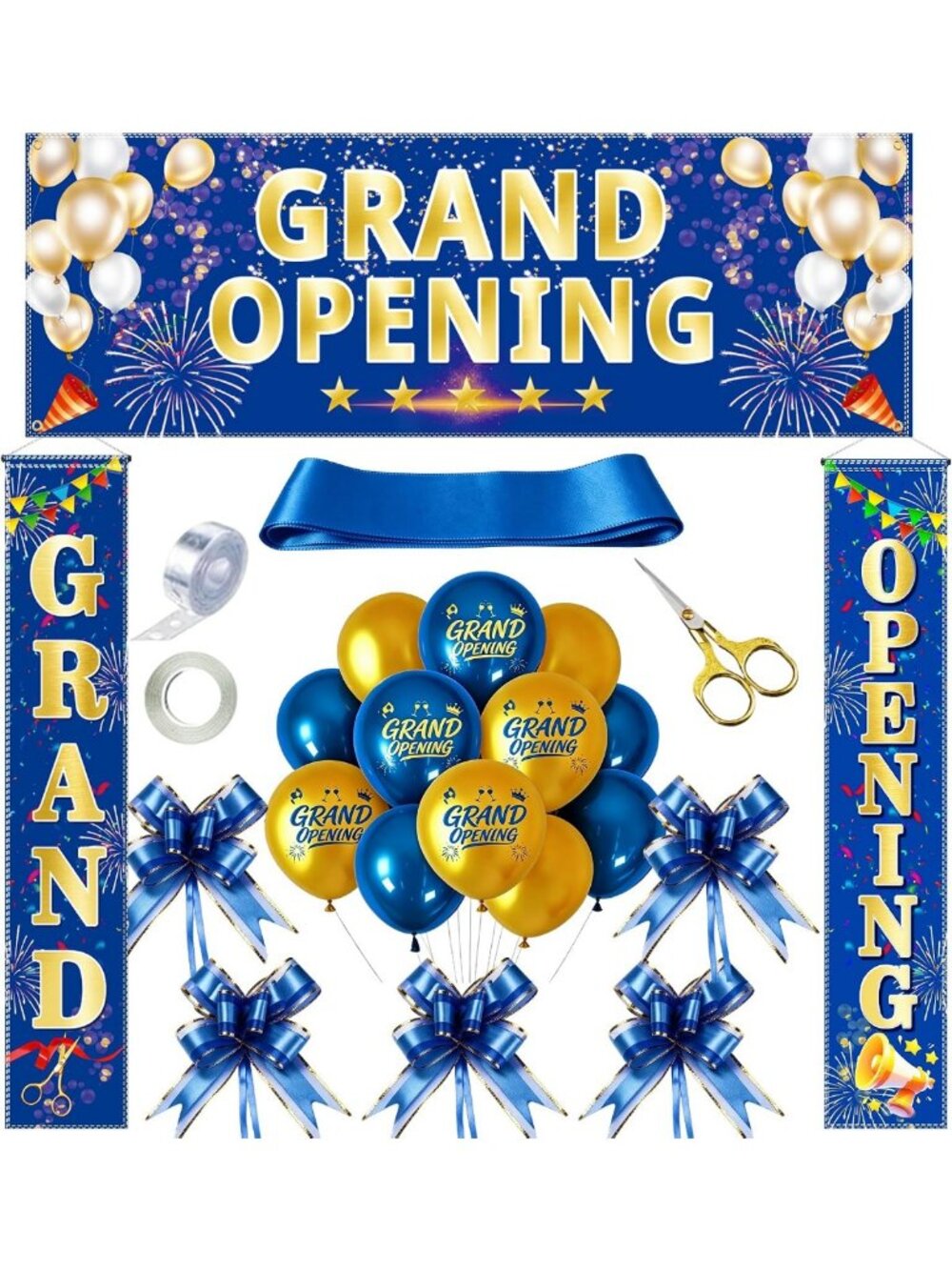 Grand Opening Celebration Kit - 71PCS with Banners, Balloons, Ribbon & Scissors